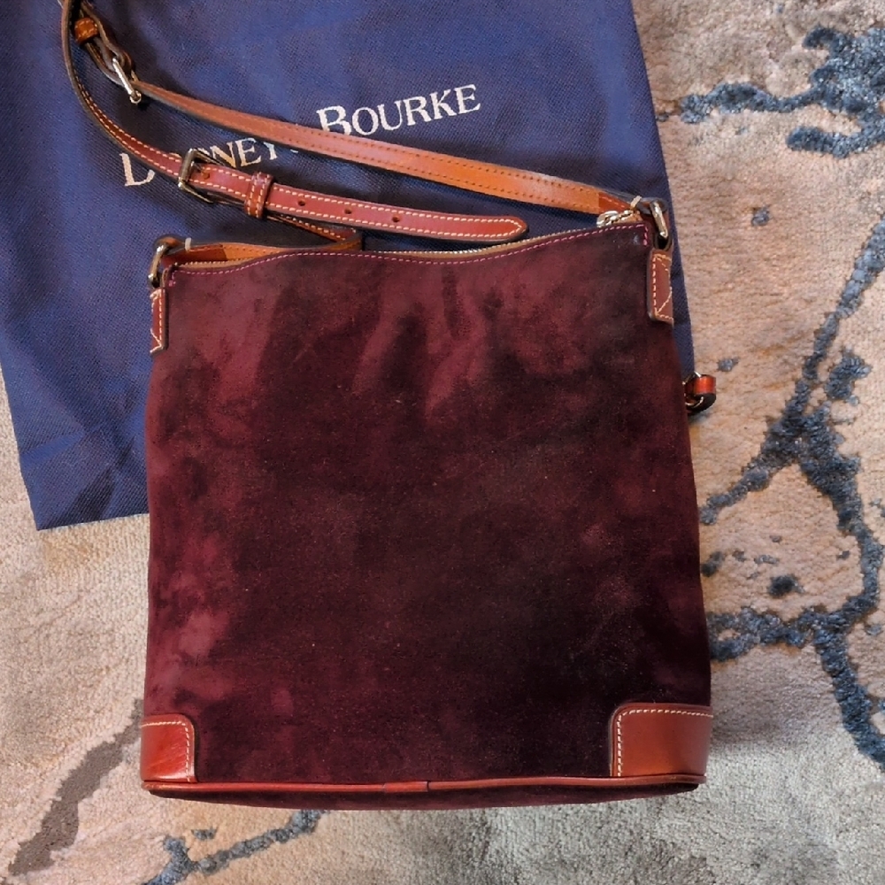 Dooney & Bourke Maroon Suede Crossbody with Leather Trim - Picture 3 of 10